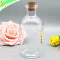 Bouteille ronde en verre vide pour diffuseur de parfum classique de 120 ml (4 oz) avec bouchon en liège, impression sérigraphique pour la décoration de la maison