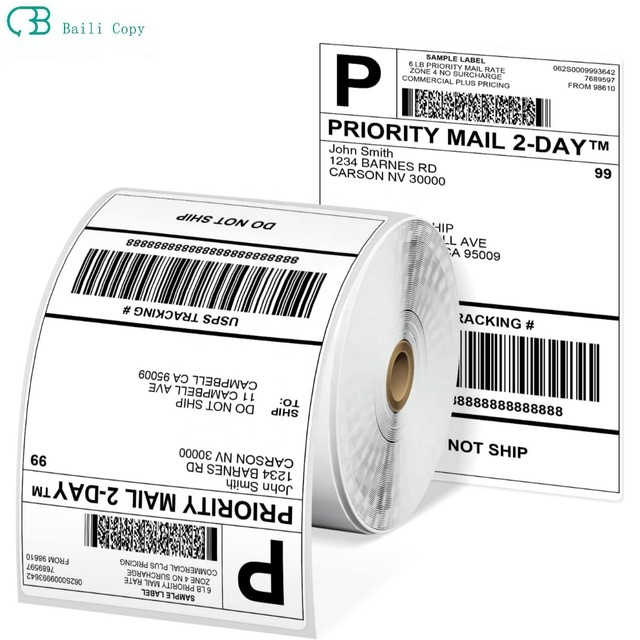 Hot Selling 4x6 Inch Thermal Label Printer Label Sticker Roll - 500 White Shipping Labels/Roll for Warehouse Logistics