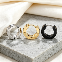 Boucles d'oreilles créoles à visser style punk simple avec diamants, en acier inoxydable, unisexe, à clipser, en stock, vente en gros