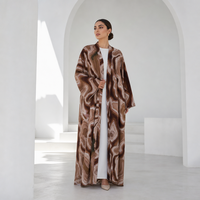 Abaya islamique pour femmes Loriya, disponible en 2 couleurs, vente en gros, tissu marbré imprimé, long kimono cardigan, robe islamique modeste