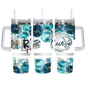 Gobelet isotherme en acier inoxydable à double paroi de 40 oz avec poignée, couvercle et paille, personnalisé en 3D, pour la Journée internationale des infirmières, vente en gros - Product Image 4