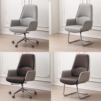 Chaise de bureau de direction ergonomique en alliage d'aluminium, confortable pour une utilisation prolongée, pivotante et réglable en hauteur, idéale pour les réunions professionnelles.
