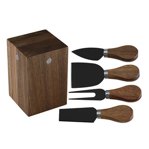 Acacia Wood <b>Cheese</b> <b>Knife</b> <b>Set</b> 5 Pieces Stainless Steel Magnetic Holder Durable For <b>Cheese</b> Serving - Product Image 2