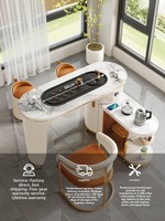 Ensemble table et chaises de balcon pour usage domestique, table à thé mobile avec plateau en pierre, bouilloire intégrée, petite table à thé rotative
