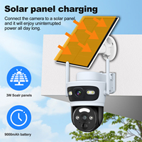 6MP HD lensa ganda 2 layar tampilan 5X Zoom PTZ 360 ° panggilan 2 arah IP65 Kamera CCTV deteksi manusia luar ruangan IP Wifi 2.4G kamera surya
