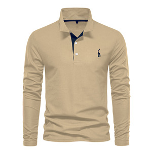 <span class=keywords><strong>Polo</strong></span> da Lavoro a <span class=keywords><strong>Maniche</strong></span> <span class=keywords><strong>Lunghe</strong></span> con Colletto in Tessuto di Cotone Traspirante ad Asciugatura Rapida Ricamo Abbottonatura Frontale Formale alla Moda - Product Image 1