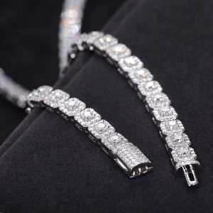 Bracelet chaîne tennis de luxe RB Gems en or massif 14K, diamant de laboratoire taille cœur DEF VVS certifié GIA, serti clos, plaqué rhodium - Product Image 1