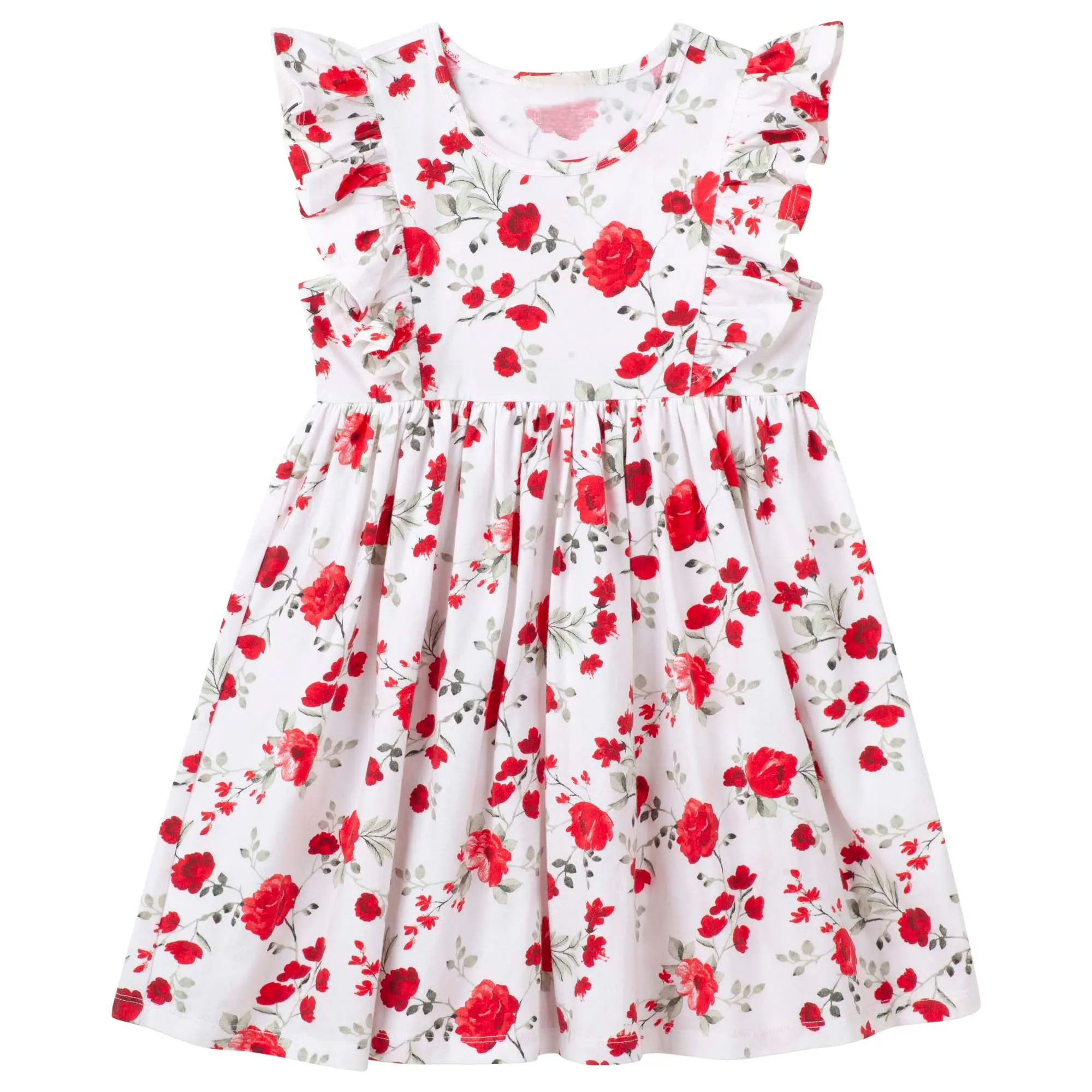 Summer flower girls' dresses 95%Bamboo Viscose 5%Spandex Baby Toddler Ruffled Sleeve Twirl Dress