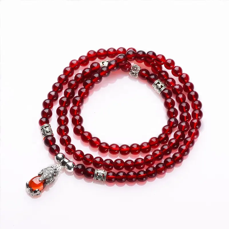 Thời Trang Red Crystal Beaded Chuỗi Vòng Đeo Tay Và Charms Bán Buôn