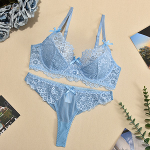 High Quality Lingerie <b>Set</b> <b>Sexy</b> Women's Lace Mesh Embroidery Gathering and Slimming Charm <b>Set</b> - Product Image 5