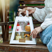 Boîte d'emballage pour cupcakes en papier, double couche, pour mousse, dessert, table, 4, 6, 8 compartiments, avec inserts et fenêtre de présentation