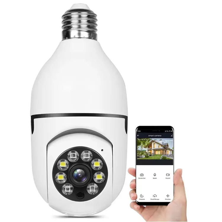 1080P HD Home Smart Wireless Surveillance Light Bulb Camera, Wifi IP Camera P2P Wireless 360 Degree PTZ Light Blub Camera