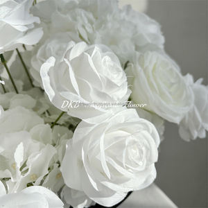 DKB Wholesale New Wedding Decor White Silk Artificial Rose Flowers <b>Table</b> <b>Runner</b> <b>Table</b> Centerpiece and Aisle Floral <b>Runner</b> - Product Image 5