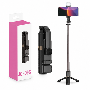 JC-09S Mini Trípode con Textura de Rejilla y Palo para Selfies con Luz LED de Relleno, Mango Compacto de Aluminio de 740mm - Product Image 2