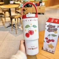 Thermos à Isolation Sous Vide Série Cherry Mignon Créatif Portable Cadeau Étudiants Bouteille d'Eau en Acier Inoxydable 316 Ours 6-12 Heures