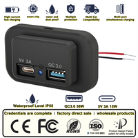 Chargeur de véhicule pour camping-car modifié en double port USB-A/Type-C QC3.0 5V3A, installation sans perçage pour OLIVER, compatible 12V-24V