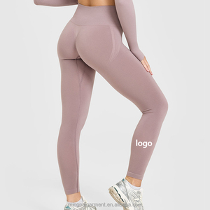 <span class=keywords><strong>Legging</strong></span> de sport sans couture taille haute en polyamide élasthanne pour femmes, avec logo personnalisé, effet push-up, idéal pour le yoga - Product Image 1
