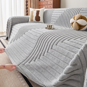 HLF Plush <b>Sofa</b> <b>Cover</b> Simple Gray 90-140cm Non-Slip Full Coverage <b>Sofa</b> Slipcover - Product Image 3