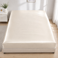 Ensemble de draps-housses de luxe en soie satinée 100% mûrier 22 mommes bleu pour berceau, vente en gros
