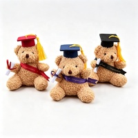 Ours en peluche personnalisé en gros pour la remise des diplômes, avec chapeaux colorés, peluche douce pour souvenir promotionnel universitaire