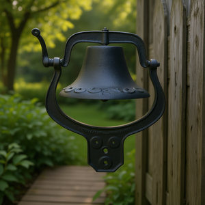 Campana de hierro fundido para colgar en la pared, decoración de jardín para exteriores, estilo tradicional, acabado pintado, forma irregular - Product Image 2