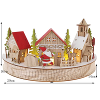 Nouveaux ornements de village en bois de Noël à LED Fournisseurs de décoration de fête de vacances de table artisanale