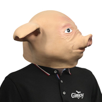 Masque de tête de cochon en latex mignon en gros, masque d'animal réaliste pour déguisement, accessoires de blague pour fête d'Halloween, personnalisable