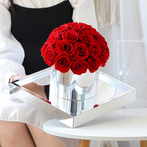 Valentines Day Gift dried flower forever OEM eternal rose box preserved roses in acrylic Luxury gift box handmade gift box