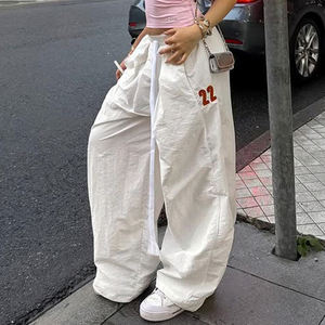 Pantalon Palazzo Fluide Taille Basse pour Femme, Coupe Ample Décontractée, Respirant, Style Streetwear Audacieux, 100% Nylon - Product Image 5