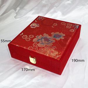 Trung Quốc màu đỏ thêu hộp đồ trang sức, nhẫn trang sức gia công phần mềm, Nhung đồ trang sức hộp giấy - Product Image 6