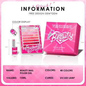 Vendeeni Nieuwe Trend 48 Kleuren Roze Rode Gel Polish Collectie Set TPO Vrij Hema Vrij OEM Aangepaste 15ml Gel UV Kleur Gel Nagellak - Product Image 3