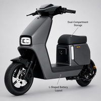 1200W 60V 14 Inch Brushless Electric Motorcycle Off-Road CBS Brake Dual Storage 3 Speed Cruise 200kg Load 61-80km/h for Adults