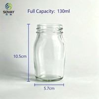 Pot en verre vide de 130 ml, petit format, courbé, avec couvercle à vis, récipient alimentaire pour conserves maison, achat en gros par petites lots
