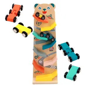 Yeni ahşap ayı planör çocuk erken eğitim çok katmanlı parça kayma geri-zorlamak yarış araba masaüstü interaktif oyuncaklar