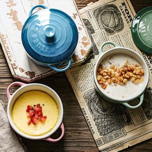 Bol de nourriture en céramique pour bébé avec <span class=keywords><strong>oreille</strong></span> et couvercle Bol de cuisson de forme ronde - Product Image 3