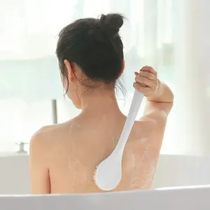 Escova de banho com cabo longo para uso nas costas, esfoliante corporal, escovas de massagem, esponjas, purificadores para limpeza e uso no chuveiro