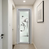 Porte battante moderne en alliage d'aluminium à double vitrage pour appartement, design contemporain, finition soignée