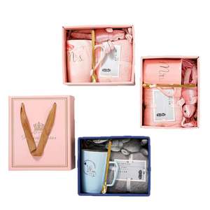 Ensemble cadeau de tasse en acier inoxydable et en céramique personnalisé, serviette en peluche lapin, cuillère, boîte cadeau élégante pour femmes, demoiselles d'honneur, cadeau d'anniversaire - Product Image 5