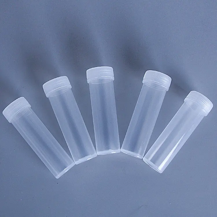 Plastic Buis Verpakking Pp Chemische Gebruik 7Ml 5Ml Plastic Flacon Reageerbuis Met Caps