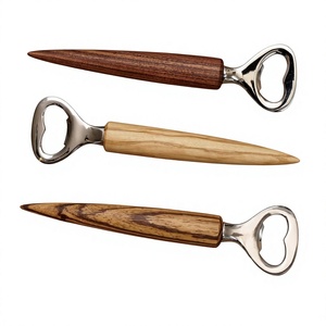 Abridor de Botellas de Madera con Mango de Acero Inoxidable, Estilo Clásico Plano, Herramienta de Bar - Product Image 4