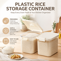 Daily-use Plastic Rice Storage Container Home Use Nordic Style Kitchen Insect-Proof Moisture-Proof Sealed 20-Pound Rice Bucket