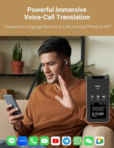 Jam tangan W4 Pro, penerjemah bahasa 40 Earbuds penerjemah AI, dengan fitur panggilan & Video, kompatibilitas aplikasi IOS & Android-abu-abu - Product Image 2