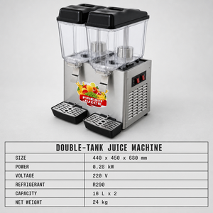 Distributeur de boissons froides à double réservoir commercial 32L 220V 280W R290 Machine à jus et boissons pour café, restaurant, hôtel, buffet - Product Image 6