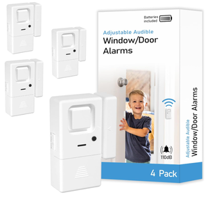 Alarme de sécurité personnelle pour fenêtres et portes <span class=keywords><strong>AGSHOME</strong></span>, lot de 4, garantie 1 an, protection DIY, alerte anti-intrusion sans fil, sonnette/alarme facile à installer - Product Image 1