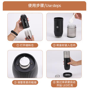 Ensemble de moulins à poivre électriques, moulin à sel et à poivre, rechargeable par USB, capteur de gravité, forme cylindrique, couvercle en métal MG717C - Product Image 5