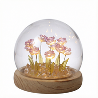 Kit DIY Veilleuse Tulipe en Verre Cristal avec Base LED, Fonctionnant sur Piles, Décoration Esthétique pour Chambre, Cadeau pour Elle, Artisanat Fait Main, Design Ins