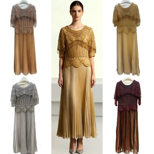 Kaftan de soirée de luxe style Dubaï en or <span class=keywords><strong>blanc</strong></span> perlé, robe longue musulmane modeste faite à la main pour <span class=keywords><strong>femme</strong></span>, pour l'Aïd, <span class=keywords><strong>mariage</strong></span>, Moyen-Orient, ODM - Product Image 5