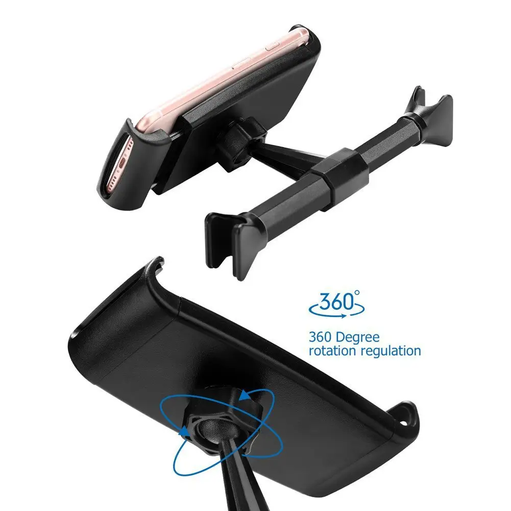 Universal Car Headrest Tablet Phone Holder Long Arm 360 Degree Adjustable Car Phone Holder Telescopic Back Seat Car Phone Mount