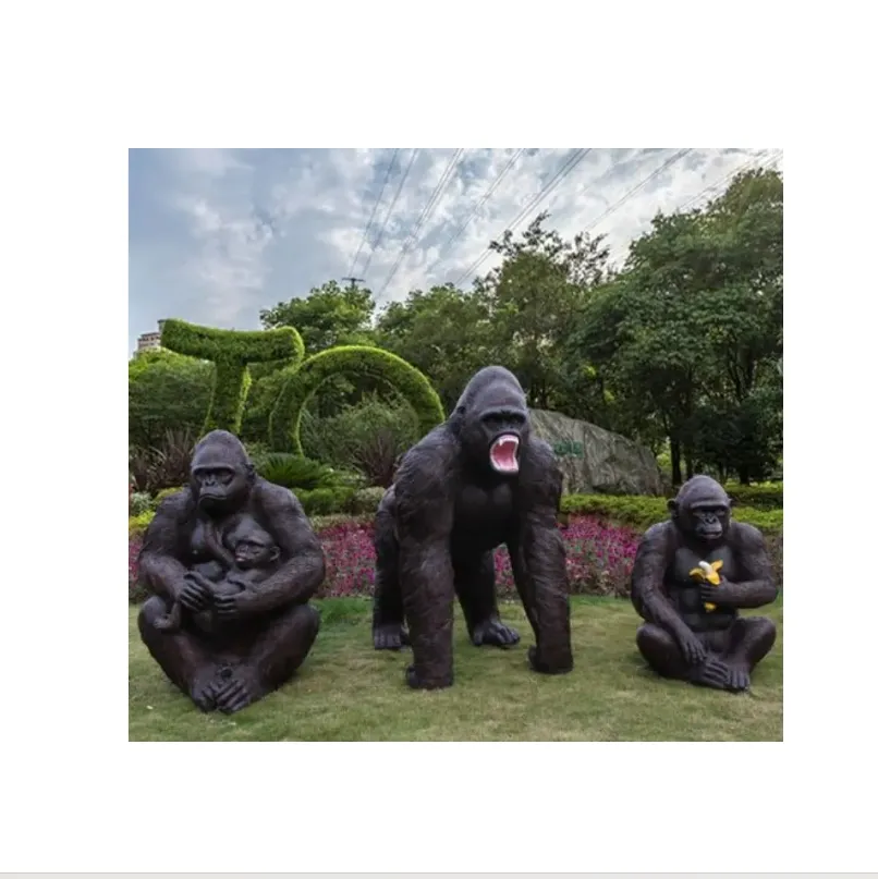 Factory Customized Large Fiberglass Simulation Animal Sculpture King Kong For Fun Park Outdoor Decoration