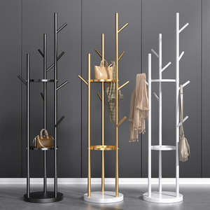 Porte-vêtements sur pied en acier inoxydable, porte-manteau rond multifonctionnel, organisateur de vêtements pour salon - Product Image 1